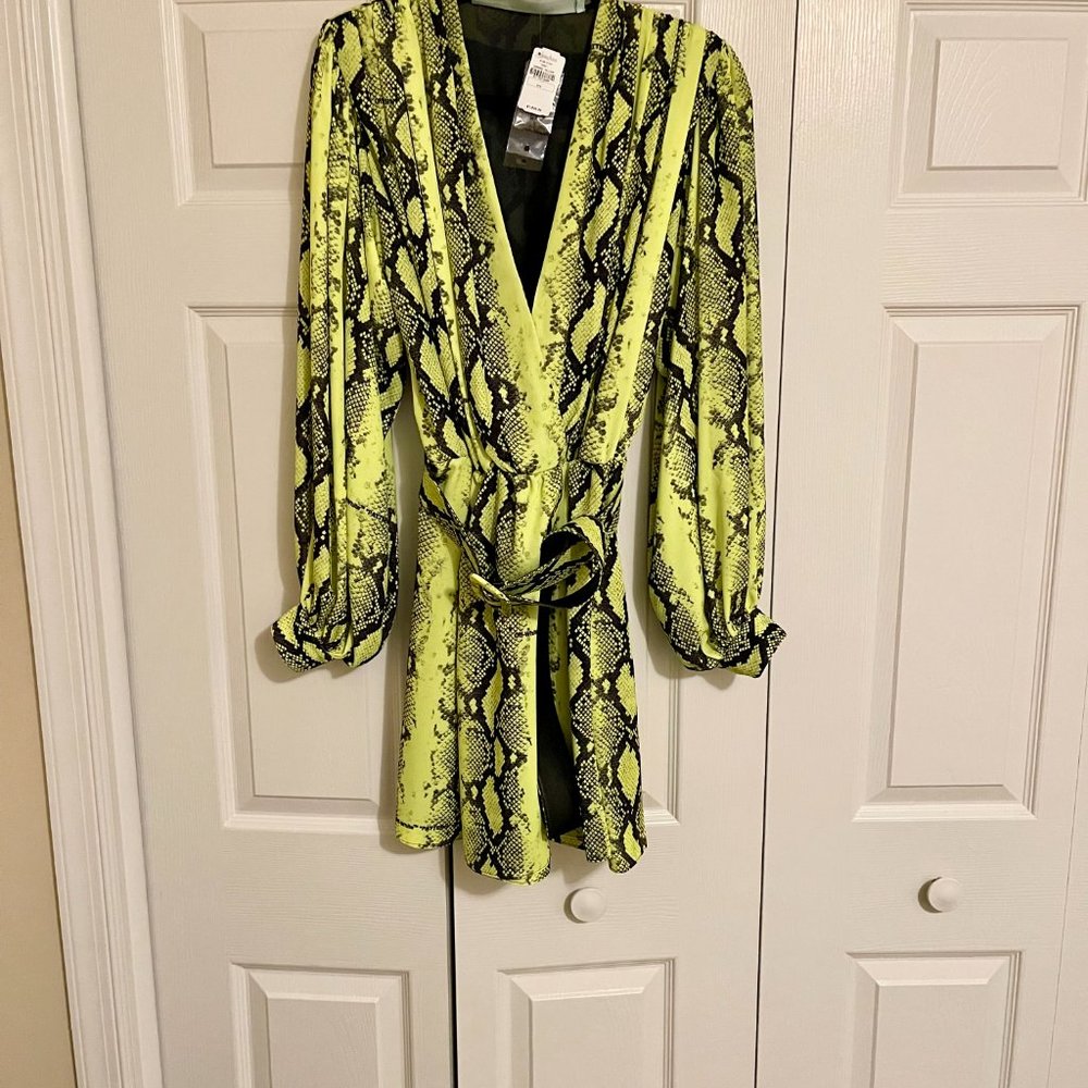 NWT Off-White  Deep V Python Mini Dress - Picture 3 of 6